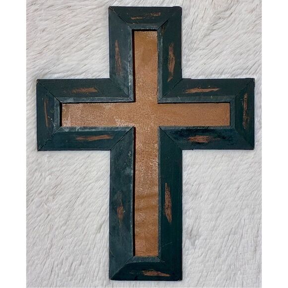 Rainbow Inc. 14” Lightweight Rustic Black Distressed Wooden Wall Cross - Picture 6 of 6